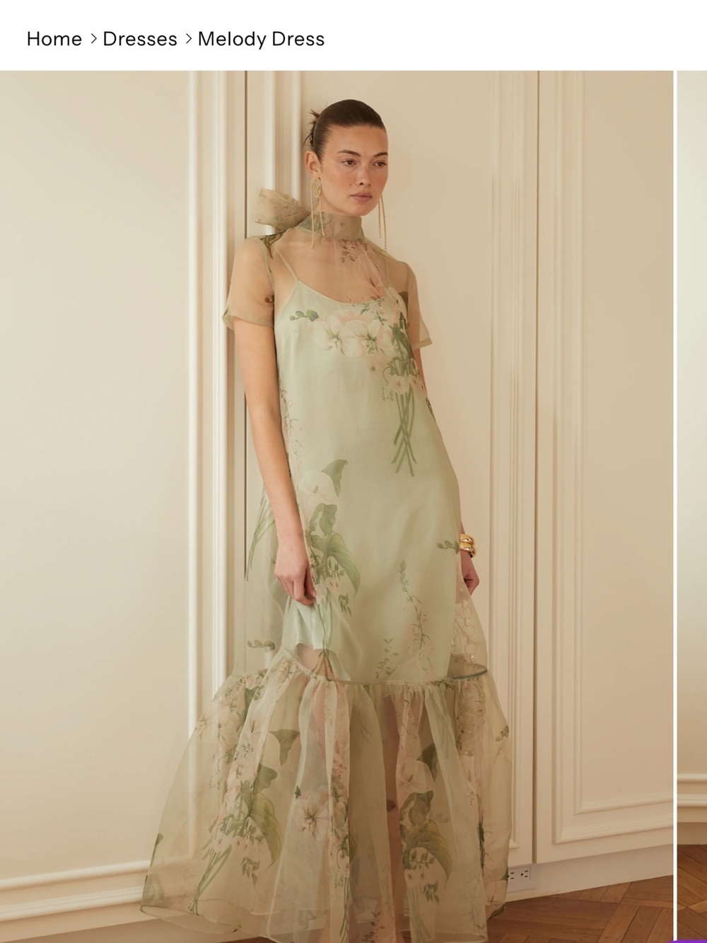 Melody Floral Slip Maxi Dress in Sage Green